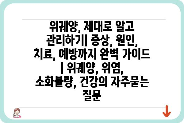 위궤양, 제대로 알고 관리하기| 증상, 원인, 치료, 예방까지 완벽 가이드 | 위궤양, 위염, 소화불량, 건강