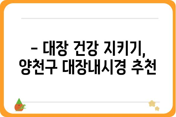 양천구 대장내시경 잘하는 곳 추천 | 검증된 의료진, 편안한 검진 환경, 합리적인 비용