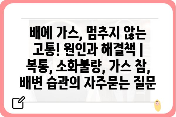 배에 가스, 멈추지 않는 고통! 원인과 해결책 | 복통, 소화불량, 가스 참, 배변 습관