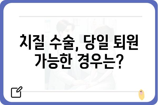 치질수술 당일 퇴원 가능할까요? | 치질수술, 당일퇴원, 수술 후 관리, 입원 기간