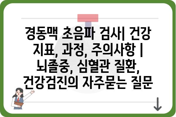 경동맥 초음파 검사| 건강 지표, 과정, 주의사항 | 뇌졸중, 심혈관 질환, 건강검진