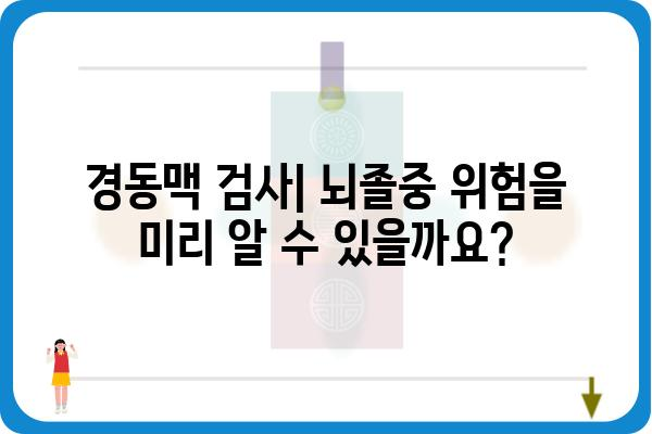 경동맥 검사| 건강 지표, 절차, 주의사항 | 뇌졸중 예방, 건강검진, 혈관 건강