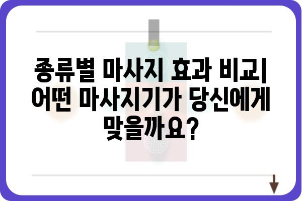 누워서 받는 마사지기 추천 가이드| 편안함과 효과, 두 마리 토끼를 잡는 똑똑한 선택 | 마사지기 종류, 기능, 비교, 후기