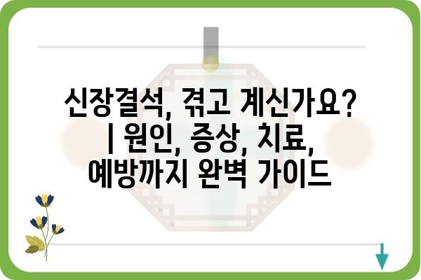 신장결석, 겪고 계신가요? | 원인, 증상, 치료, 예방까지 완벽 가이드