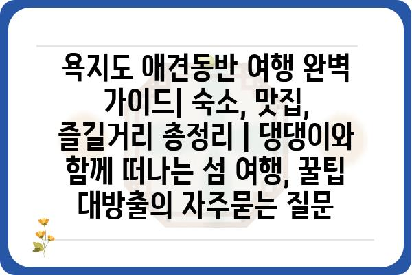 욕지도 애견동반 여행 완벽 가이드| 숙소, 맛집, 즐길거리 총정리 | 댕댕이와 함께 떠나는 섬 여행, 꿀팁 대방출