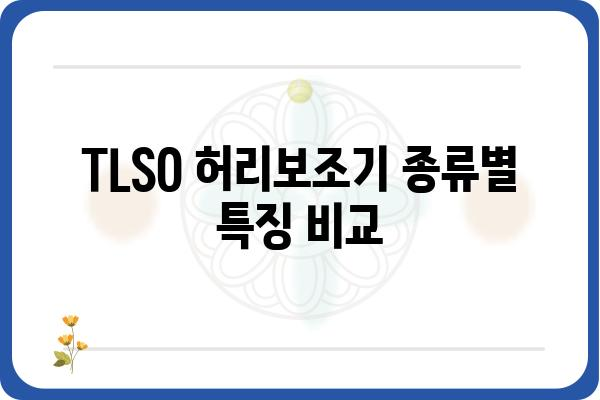 TLSO 허리보조기 종류별 특징 비교 가이드 | 허리 통증 완화, 척추 지지, 보조기 선택 팁