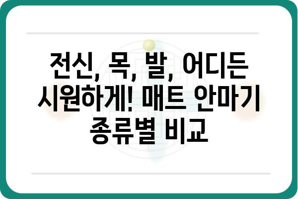 매트 안마기 추천 가이드| 당신에게 딱 맞는 안마를 찾아드립니다 | 전신 마사지, 목 안마, 발 마사지, 휴대용, 온열 기능, 가성비