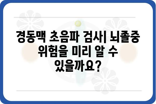 경동맥 초음파 검사| 건강 지표, 과정, 주의사항 | 뇌졸중, 심혈관 질환, 건강검진