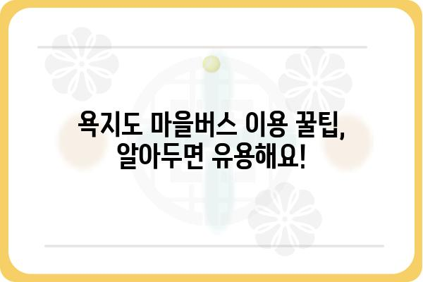 욕지도 마을버스 이용 완벽 가이드 | 욕지도 여행, 버스 시간표, 노선 정보, 요금