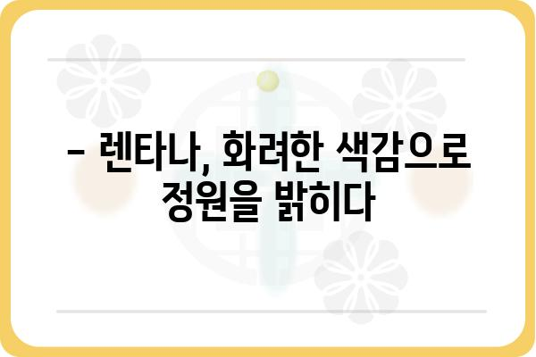 렌타나, 당신의 정원을 아름답게 물들이는 방법 | 렌타나 키우기, 렌타나 종류, 렌타나 관리법