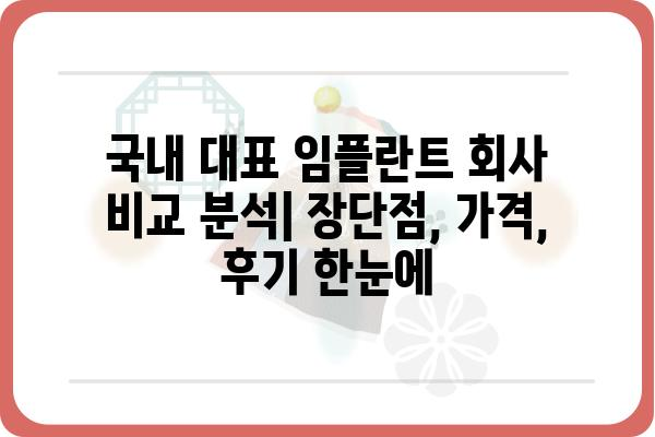 국내 임플란트 회사 추천 가이드| 믿을 수 있는 선택 | 임플란트 종류, 가격, 후기,  비교 분석