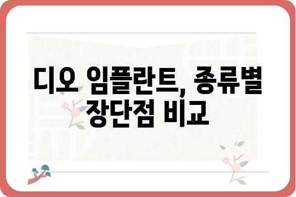 디오 임플란트 종류| 나에게 맞는 최적의 선택 | 임플란트, 종류, 장단점 비교, 디오나비, 가격