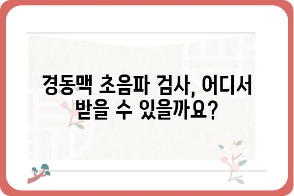 경동맥 초음파 검사, 어디서 받아야 할까요? | 경동맥 초음파 병원, 검사 비용, 예약 정보