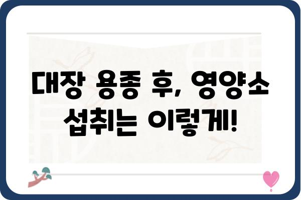 대장 용종 제거 후, 건강한 식단 관리 가이드 | 식단 추천, 주의사항, 영양 정보