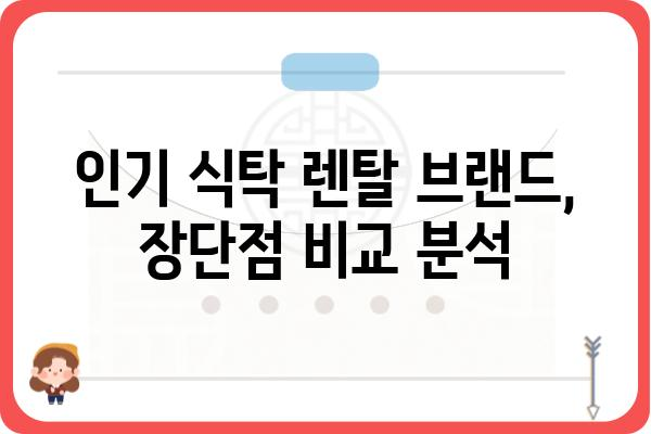 식탁 렌탈, 이제는 똑똑하게! | 식탁 렌탈 비교 가이드, 추천 브랜드, 장단점 비교, 렌탈료 분석