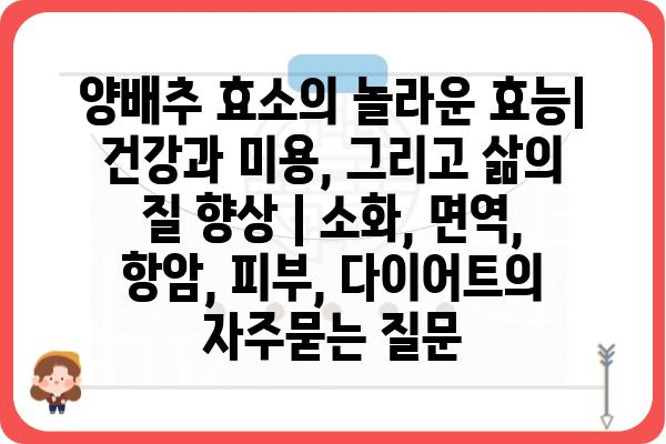 양배추 효소의 놀라운 효능| 건강과 미용, 그리고 삶의 질 향상 | 소화, 면역, 항암, 피부, 다이어트