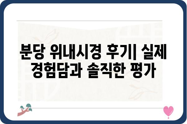 분당 위내시경 잘하는 곳 추천 | 분당 위내시경 검사, 비용, 후기, 예약